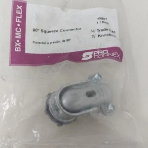 New ProConnex 90 Degree Arm 3/8" 1/2" Knockout Squeeze Cable Connector 49801 - Picture 1 of 4