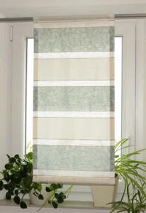 Scheibengardine Bistrogardine Vorhang modern türkis beige Muster Gardine - Bild 1 von 8