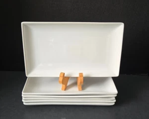 Crate & Barrel 10 x 5 1/2" weiß rechteckig Speiseteller/Salattabletts 6er Set - Bild 1 von 4