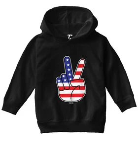 Peace Sign - American Flag USA United Staes 4th Of July Toddler/Youth Hoodie - Picture 1 of 12