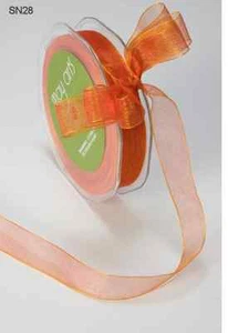 5/8 Inch Sheer / Iridescent Ribbon - May Arts - SN28 - Orange - 50 Yards - Picture 1 of 1