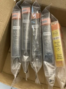 PRINTER INK CARTRIDGES LOT OF 5 NEW CANON COMPATIBLE CLI-221BK AND CLI-221Y - Picture 1 of 3