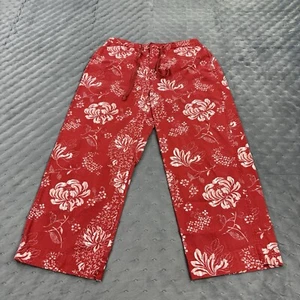 Faded Glory Pants Womens Small Red White Floral Cargo Pockets Drawstring Baggy - Picture 1 of 10