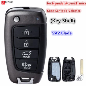 for Hyundai Accent Elantra Kona Santa Fe Veloster Remote Key Shell Case 4 Button - Picture 1 of 5