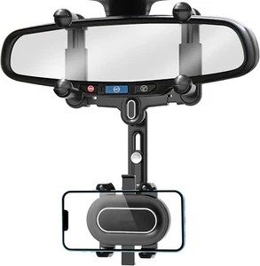 Soporte Teléfono Espejo Retrovisor Grande para Coche 360° Giratorio y Retráctil - Imagen 1 de 7