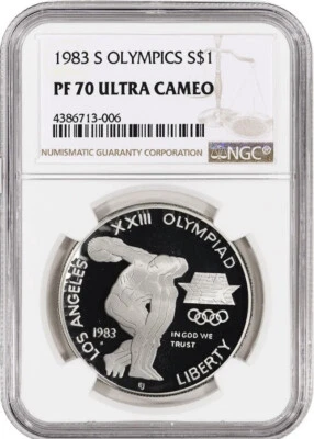 1983 OLYMPICS Silver  $1 NGC PF70💥FLAWLESS QUALITY💥⭐️RARE🌟 - Image 1 of 4