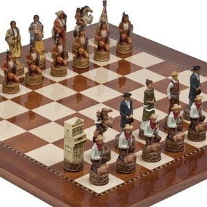 American West Chessmen & Champion Schachbrett - Bild 1 von 5