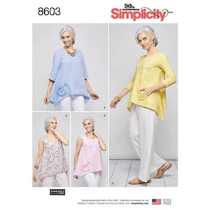 SIMPLICITY 8603 MISSES PULLOVER LOOSE TOPS Sewing Pattern Size XS-XL - Picture 1 of 10