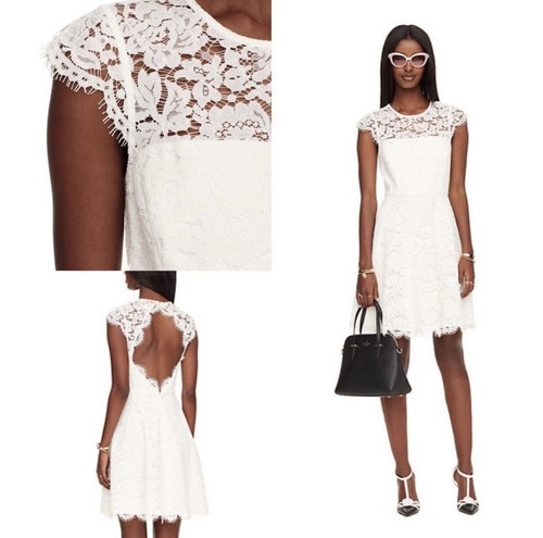 Abito da sposa formale nuovo con etichette Kate Spade in pizzo rosa e svasato taglia 10