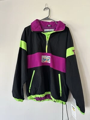 New! 80’s / 90’s Vintage FERA Womens Ski Coat, Sz M, Neon Green, Purple, (Shell) - Image 1 of 4