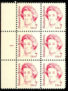 Abraham Baldwin Plate Block of 6 Scott's 1850 Left Position Plate #1          ~ - Picture 1 of 2