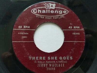 JERRY WALLACE - There She Goes / Angel On My Shoulder 1960 COUNTRY Challenge 7"  - Image 1 of 2