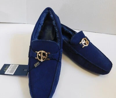 Zapatillas para hombre OPP talla 8D azul marino forradas zapatos para conducir ~ Francia nuevas con etiquetas Foto 1 de 4