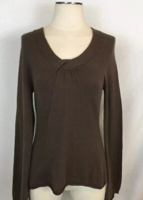 Suéter Top Elegante Anthropologie Sparrow S Marrón Cuello Torcido Manga Larga Foto 1 de 4