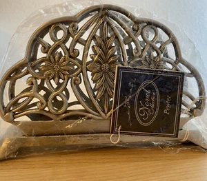 Vintage Novel Collection Silver Plated Pewter Napkin Letter Holder Flower Design - Picture 1 of 8