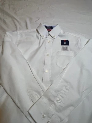 全新带标签 Izod 男孩纽扣白色衬衫 M 10-12 C1162 — 第 1/4 张图片