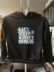 Eat Sleep Hockey Repeat Youth Hoodie - Size Medium - Picture 1 of 5