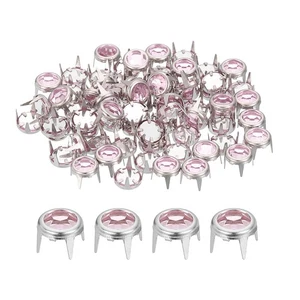 80Pcs rivetti con strass, 6mm rivetti rotondi perle artigli di cristallo testa per unghie, rosa - Foto 1 di 6