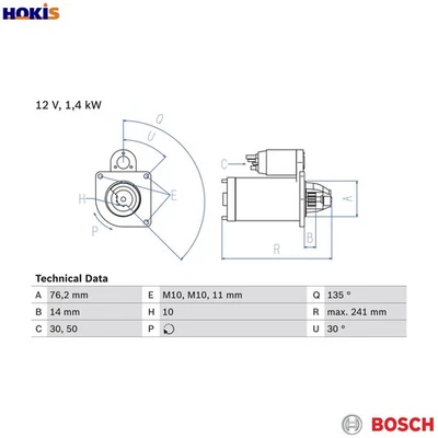 STARTER 0 986 016 470 FOR FORD AUSTRALIA EYDE 1.8L NGA/ALDA/EDDB 2.0L 4cyl 2.0L - Image 1 of 4