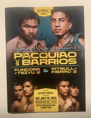 SIGNED: Manny Pacquiao-Mario Barrios 2025 Program SIGNED BY PACQUIAO; LAST ONE - Image 1 of 4