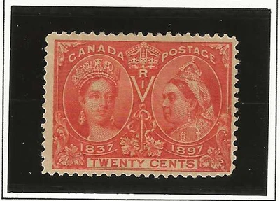 Canada Scott #59 mint hinged 20c Vermilion Queen Victoria  1897 Jubilee issue og - Image 1 of 2
