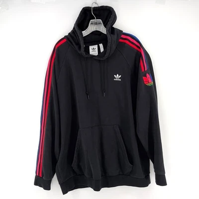 Sudadera con Capucha Adidas Logotipo del Trifolio para Hombres XL Negra Multicolor Rayas Ropa para Hombre Foto 1 de 4