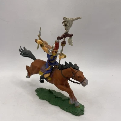 Elastolin Figur Hunne mit Speer zu Pferd  - handbemalt – 7 cm - Reiter - Vintage - Bild 1 von 4