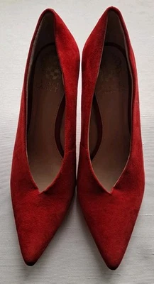 VINCE CAMUTO ANKIA WOMENS SZ 7.5 M SUEDE STILETTO HEELS PUMPS RED - Image 1 of 4