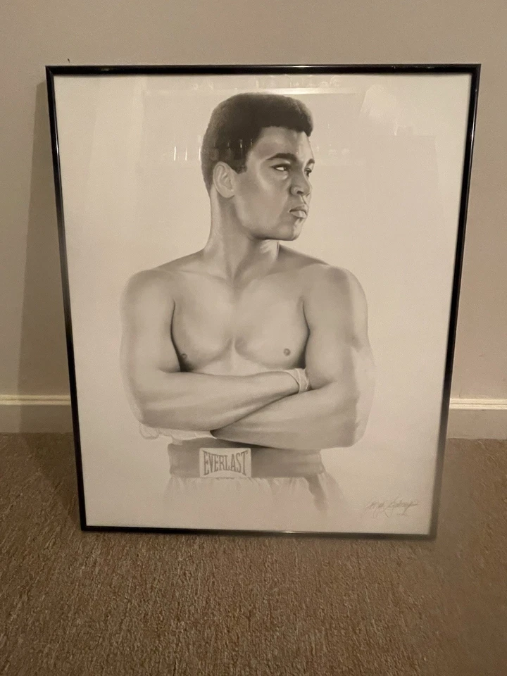 * Único en su clase * - Dibujo a lápiz Muhammad Ali de 16" X 24" - Enmarcado Foto 1 de 2