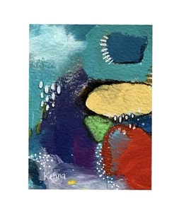 Aceo Painting Original Art  by Kenna Abstract 2.5” X 3.5” - Bild 1 von 3