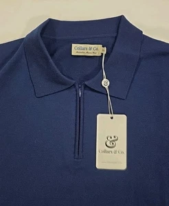 Collars & Co Australian Merino Wool 1/4 Zip Sweater Men’s 2XL Pullover Navy NWT - Picture 1 of 5