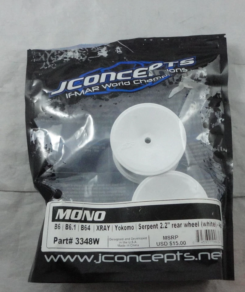 Associated RC10 B6.1/B64 2.2" Rear White Dish Buggy Wheels 4pc JCO3348W - Image 1 of 1