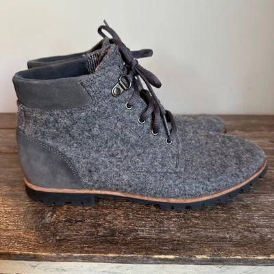 Woolrich Womens Gray Wool Blend Ankle Boots Vibram Sole Lace Up Size 8 - Image 1 of 4