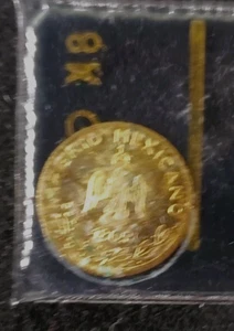 8k Gold Mini Maximilian 1865 Imperio Mexico Coin 1/2g .5g 10mm.FREE SHIPPING - Picture 1 of 2