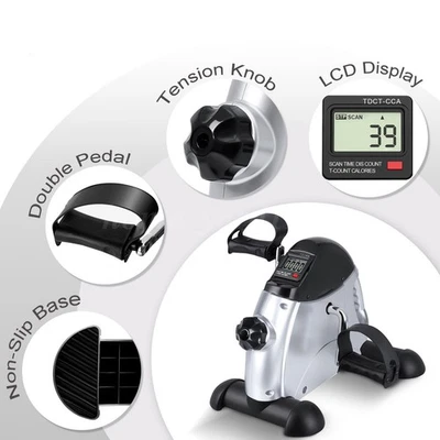 Mini Bicicleta de Ejercicio Debajo del Escritorio Pedal Ejercitador Ciclo Brazo Pierna Pedler Pantalla LCD Foto 1 de 4