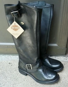 Sz 6 Harley Davidson Boots Motorcycle After-Riding Leather D83766 Zip Tall Women - Picture 1 of 6