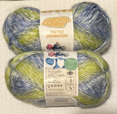 Lot of 2 ICE CREAM in RAZZLES Roving Divagation by Lion Brand 7oz/200g 437yds - Image 1 of 3