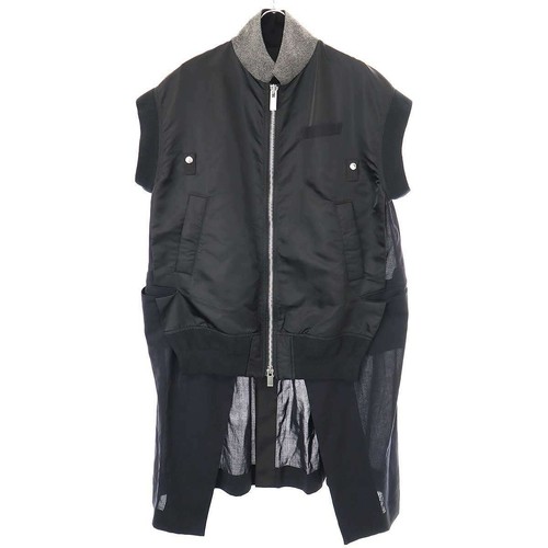 Cappotto bomber Sacai Sakai smanicato nylon twill docking nero usatoone