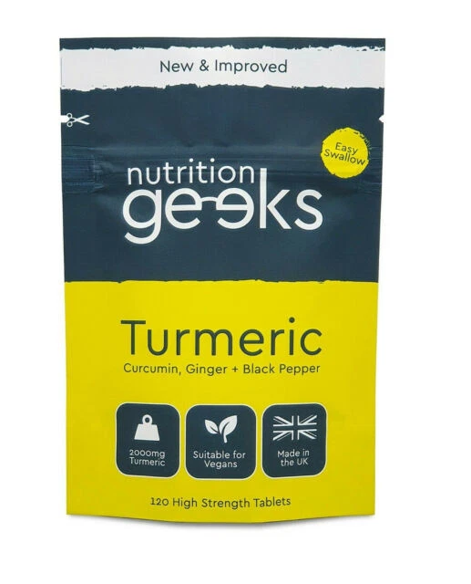 Nutrition Geeks Turmeric Curcumin, Ginger and Black Pepper 2000mg - 120 High Strength Tablets