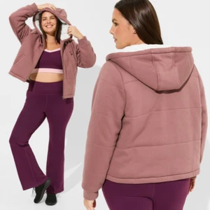 NWT Torrid 2 Rose Taupe Fleece Fur Lined Bomber 2X 18 20 - Picture 1 of 8