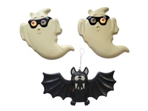 Paper Magic Blow Mold 2 White Ghosts 1 Spearhead Black Bat  Light Up Eyes 1999 - Picture 1 of 7