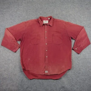VINTAGE Levis Camicia Uomo XXLarge Rosso Denim Rosso Tab Sbiadito Manica Lunga Lavoro XXL VT - Foto 1 di 24