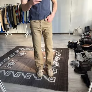 Versace Jeans Couture Vintage Men's Stripped Beige Denim Jeans W 33 - Picture 1 of 8