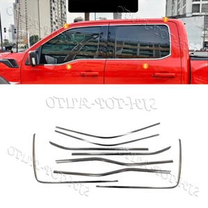 For 2021-25 Ford F-150 F-350 Chrome Silver Windows Sill Molding Strip Trim 8pcs - Picture 1 of 5