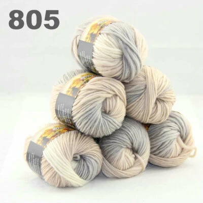 SALE 6BallsX50gr Warm Colorful Rugs Knitting Wool Blankets Crocheted Yarn 05 - Image 1 of 4