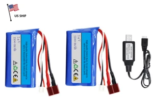 7.4V 3500mAh Battery Pack 20C T Plug Conn with USB Charger for RC Car - 2Pack - Picture 1 of 3