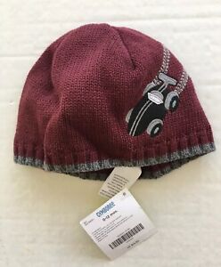 NWT Gymboree Turbo Charged 0-12 Months Maroon Race Car Sweater Hat