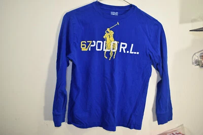 Camiseta Polo Ralph Lauren Spellout Manga Larga NIÑOS M 10 Azul Caballo Jugador 67 Foto 1 de 4