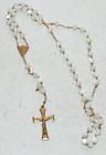 ANTIQUE ROSARY IN MOTHER-OF-PEARL AND CROSS METAL DORE §