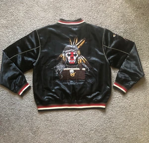 Miskeen Originals Satin Black Bomber Jacket 3XL Mens Embroidered Skull - Picture 1 of 18